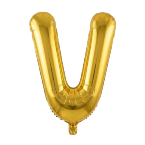 Balão Metalizado Dourado Letra V Tam 16'' - Embalagem com 1 UN