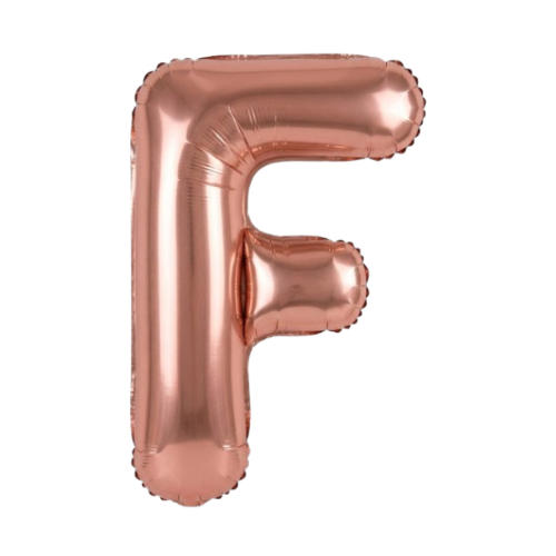 Balão Metalizado Rosé Letra F Tam 16 - Embalagem com 1 UN