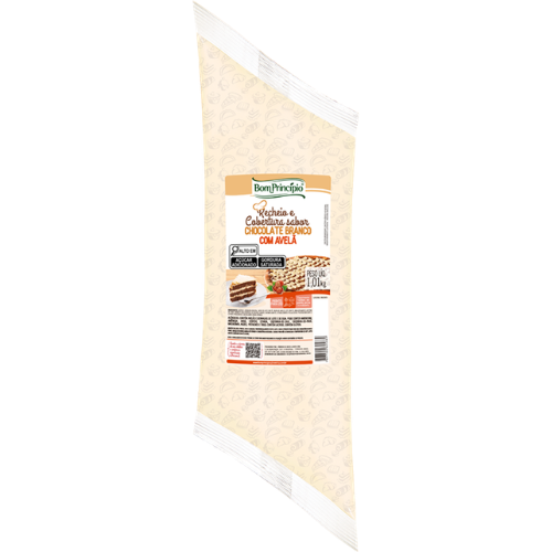 Recheio Bom Princípio Sabor Chocolate Branco com Avelã - Embalagem com 1,01KG