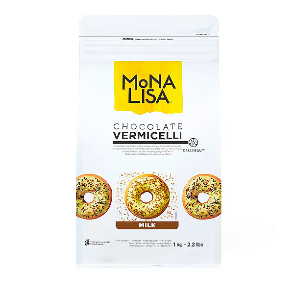 Granulado Callebaut Monalisa Vermicelli Chocolate Belga - Embalagem com 1KG