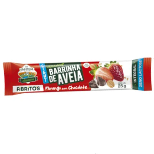 Barra Fibritos Vegana Aveia com Morango e Chocolate - Embalagem com 25G