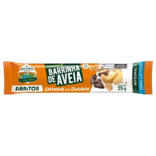 Barra Fibritos Vegana Aveia com Castanhas e Chocolate - Embalagem com 25G