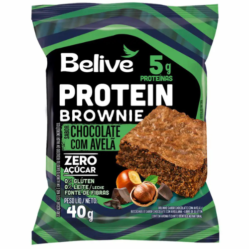 Brownie Proteico Zero Açúcar Belive Sabor Chocolate com Avelã - Embalagem com 40G