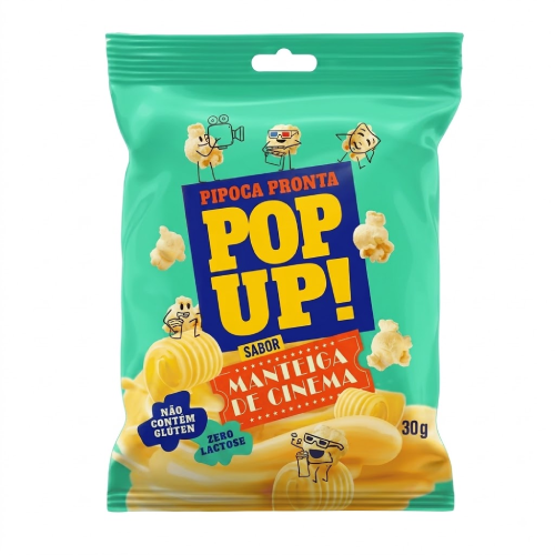 Pipoca Pronta Pop Up Sabor Manteiga de Cinema - Embalagem com 30G