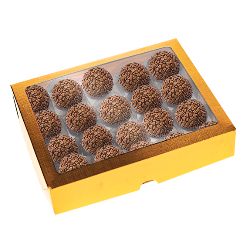 Caixa com Visor 20 Doces Laminada Ouro