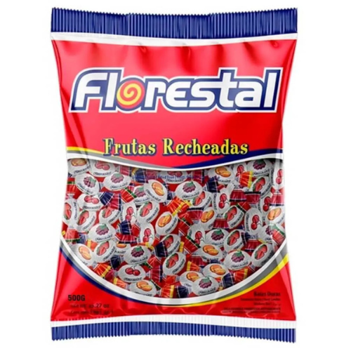 Bala Dura Florestal Frutas Sortidas Recheadas - Embalagem com 500G