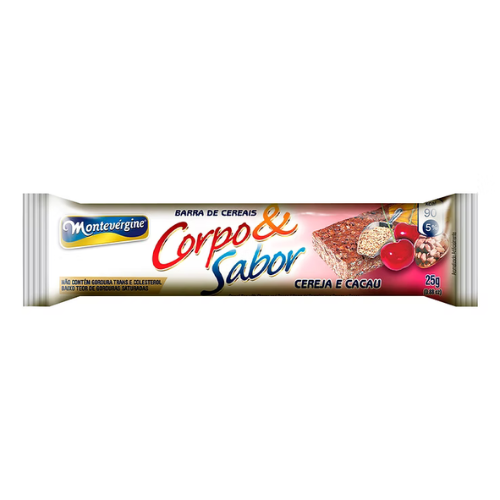Barra de Cereal Corpo & Sabor Montevérgine Cereja e Cacau - Embalagem com 25G