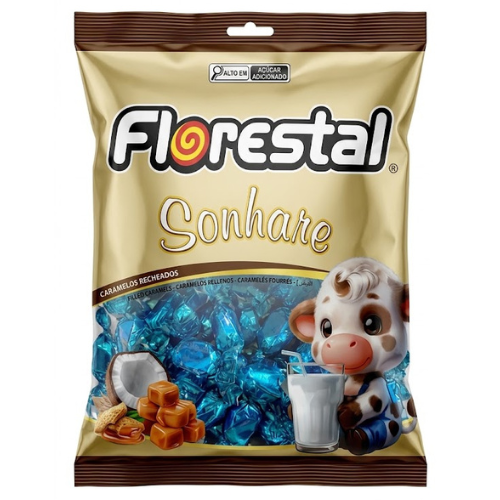 Caramelo Recheado Florestal Sonhare Sabor Chocolate - Embalagem com 500G