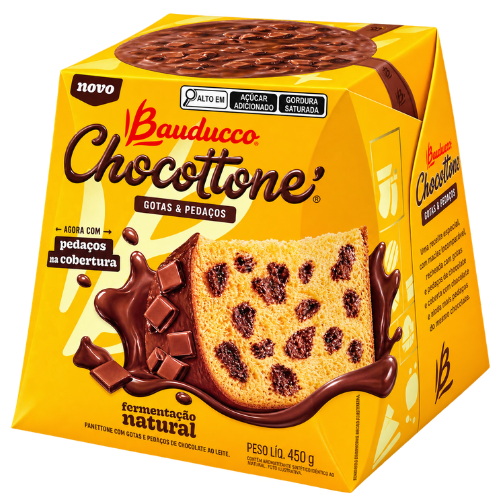 Panettone Chocottone Bauducco Gotas & Pedaços - Embalagem com 450G