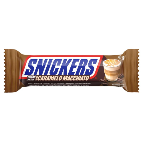 Chocolate Snickers Sabor Caramelo Macchiato - Embalagem com 40G