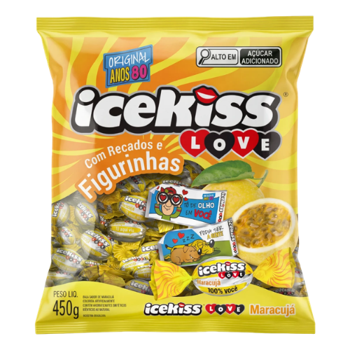 Bala Dura Icekiss Love Sabor Maracujá - Embalagem com 450G