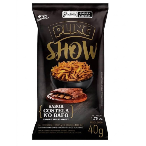 Salgadinho Aperitivo Plinc Show Sabor Costela no Bafo - Embalagem com 40G