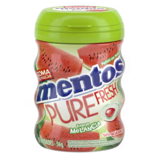 Goma de Mascar Mentos Pure Fresh Sabor Melancia - Embalagem com 56G