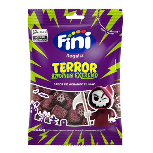 Bala Fini Terror Azedinho Extremo Sabor Morango e Limão - Embalagem com 80G