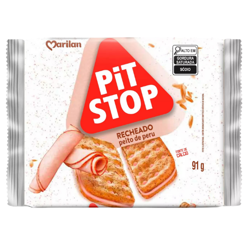 Biscoito Recheado Pit Stop Sabor Peito de Peru - Embalagem com 91G