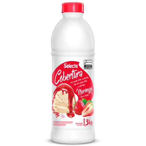 Cobertura para Sorvete Selecta Sabor Morango - Embalagem com 1,3KG