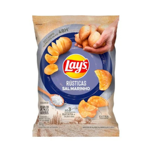 Batata Lays Rústicas Sabor Sal Marinho - Embalagem com 30G