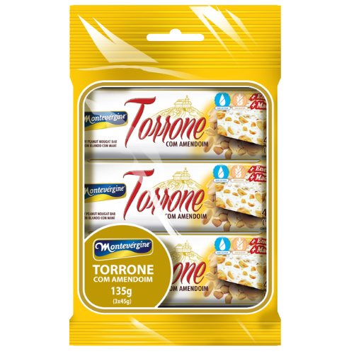 Barra Nougat Torrone Super 3 com Amendoim - Embalagem com 135G