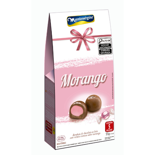 Bombom Montevérgine com Recheio Sabor Morango - Embalagem com 55G