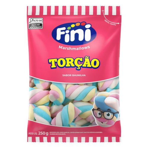 Marshmallow Fini Torção Colorido - Embalagem com 250G