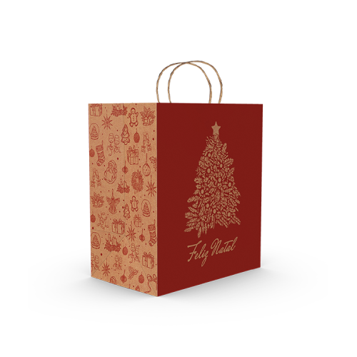 Sacola Kraft G Presente de Natal