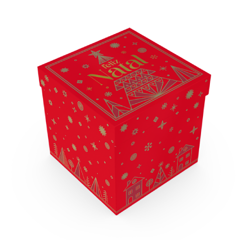 Caixa Cubo com Tampa  Brilhos de Natal