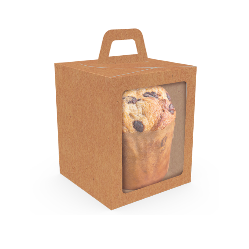 Caixa Soft com Visor Mini Panetone Kraft