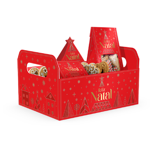 Cesta Caixote G Brilhos de Natal