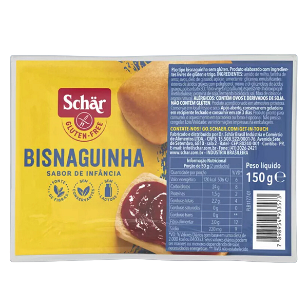 Pão Bisnaguinha Sem Glúten Sem Lactose 150g Schar
