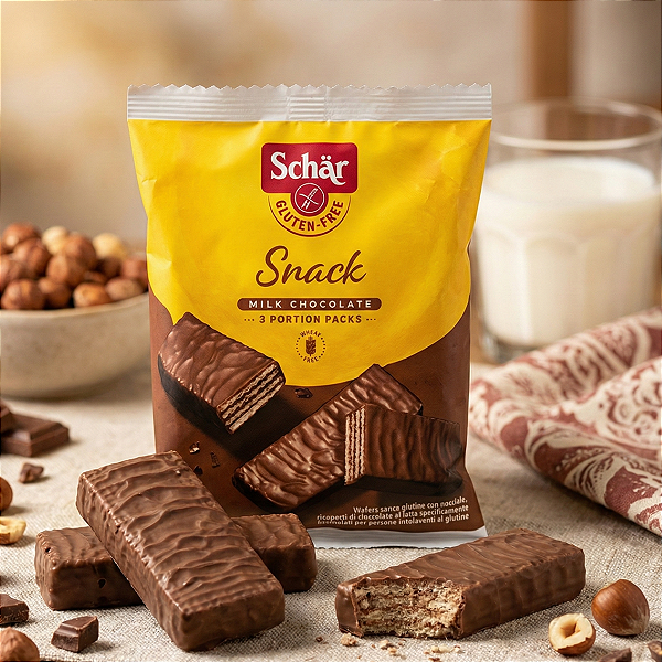 Biscoito Wafer Snack Avelã Cobertura Chocolate 105g Schar
