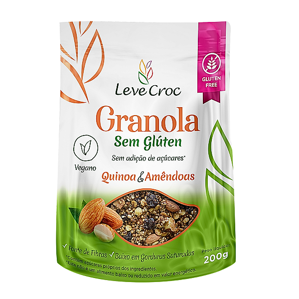 Granola Sem Açúcar Quinoa e Amêndoas 200g - Leve Croc