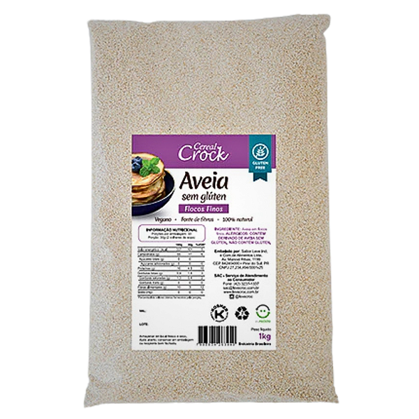 Aveia Flocos Finos Sem Glúten 1kg - Leve Croc