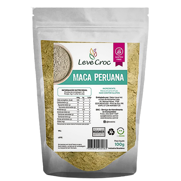 Farinha de Maca Peruana em Pó Sem Glúten 100g Leve Croc