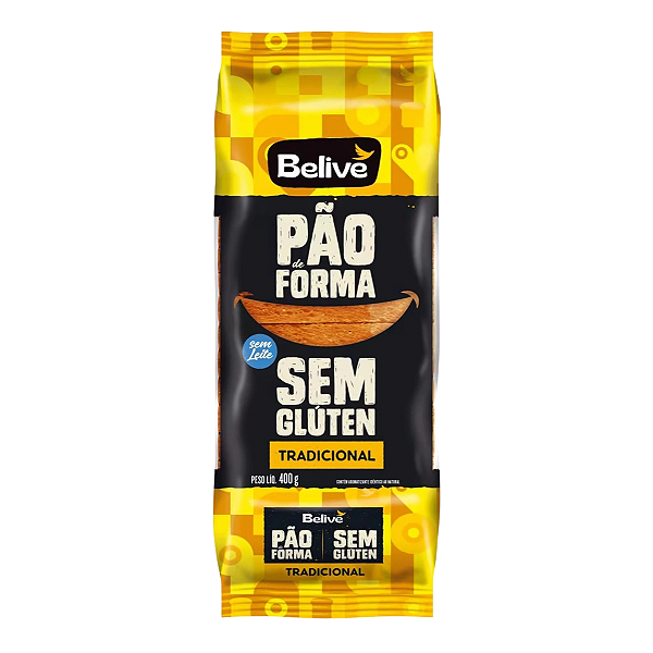 Pão de Forma Tradicional Sem Leite Sem Glúten 400g - Belive