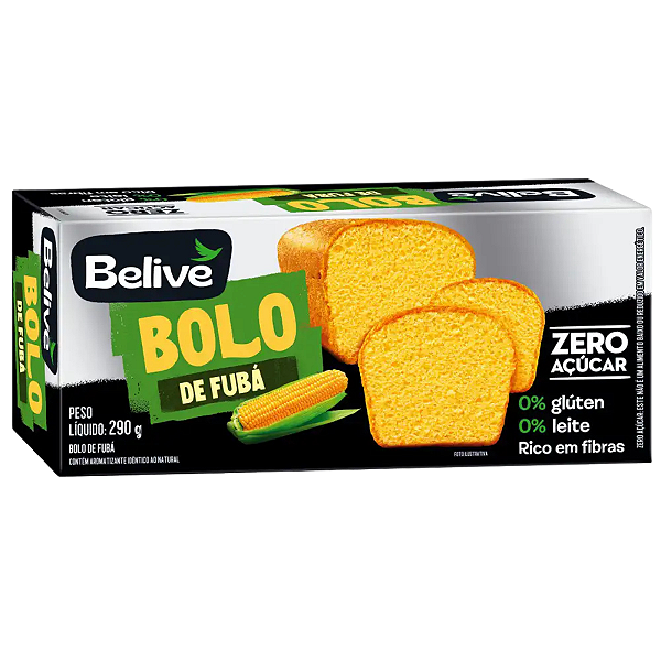 Bolo de Fuba Sem Açucar Sem Leite Sem Glúten 290g Belive