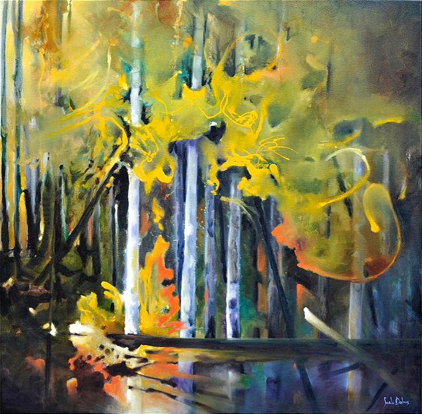 Um Raio de Luz - Obra com Tema Natureza - Abstracionismo por Sueli Dabus - 100cm x 100cm