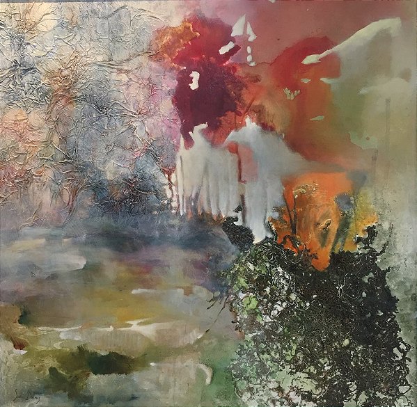 Sinergia da Natureza - Obra com Tema Natureza - Arte Contemporânea por Sueli Dabus - 90cm x 90cm