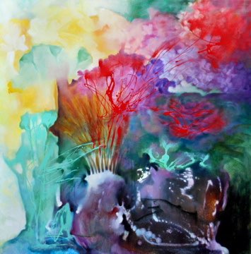 Sentimentos - Obra com Tema Abstrata - Abstracionismo por Sueli Dabus - 100cm x 100cm