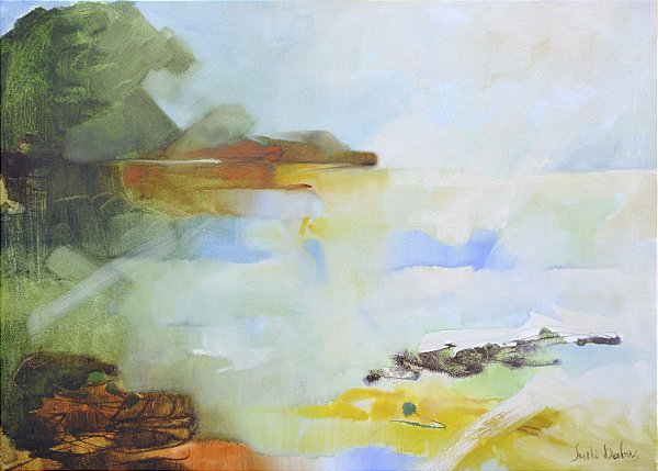 Pedriscos na Praia - Obra com Tema Marinhas - Arte Contemporânea por Sueli Dabus - 50cm x 70cm