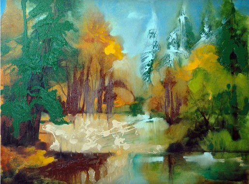 Neve na Floresta - Obra com Tema Paisagens - Arte Contemporânea por Sueli Dabus - 60cm x 80cm