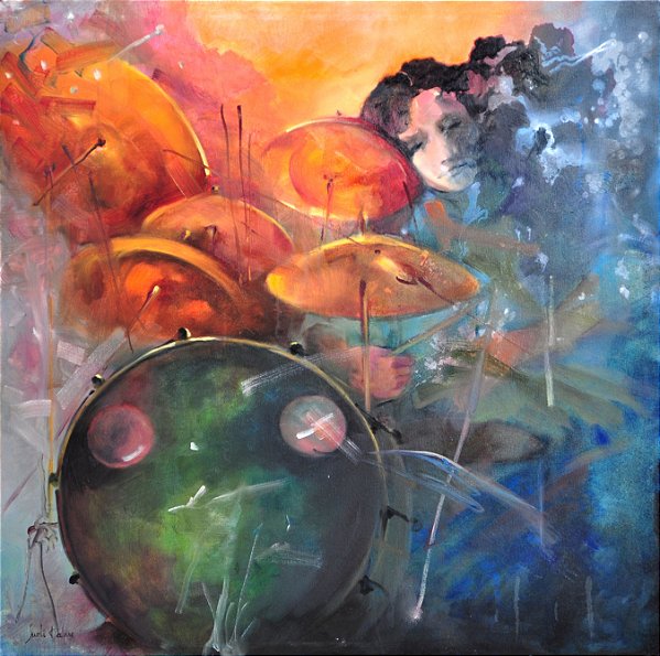 Intensidade Musical - Obra com Tema Música - Expressionismo Moderno por Sueli Dabus - 100cm x 100cm