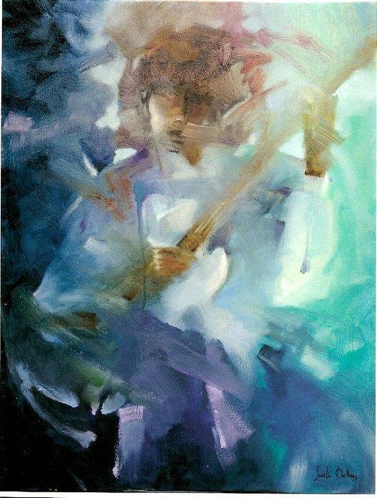 Cool - Obra com Tema Música - Expressionismo Abstrato por Sueli Dabus - 80cm x 60cm