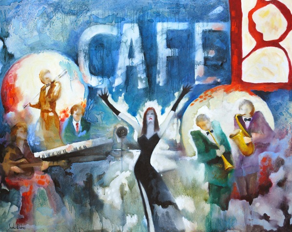 Diva in Concert - Obra com Tema Música - Expressionismo Moderno por Sueli Dabus - 80cm x 100cm