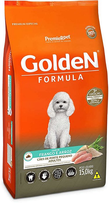 Ração Golden Fórmula Mini Bits Para Cães Adultos Pequeno Porte Carne e Arroz 15Kg