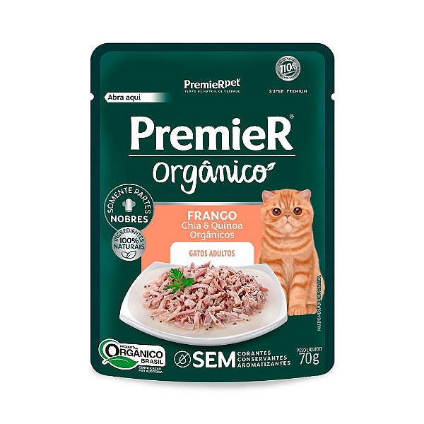 Ração Úmida PremieR Orgânico Gatos Adultos Frango 70g