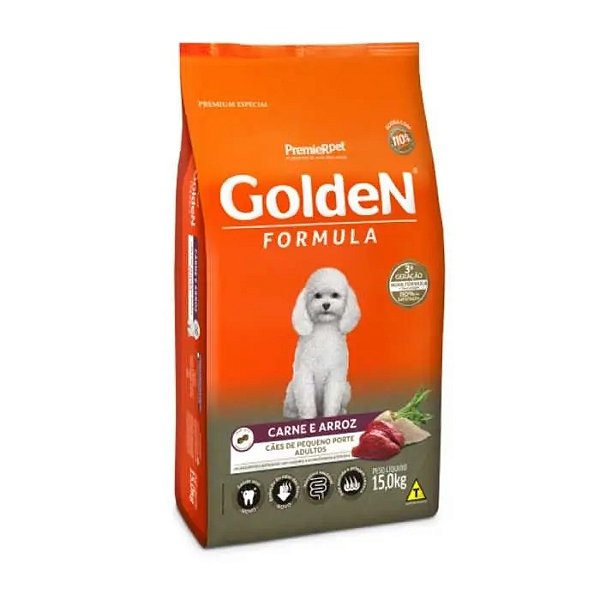 Ração Golden Fórmula Mini Bits Para Cães Adultos Pequeno Porte Carne e Arroz 15Kg