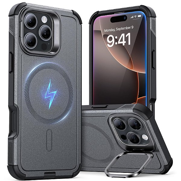 Capa Para iPhone 16 Pro Max ESR Cyber MagSafe Suporte -Cinza