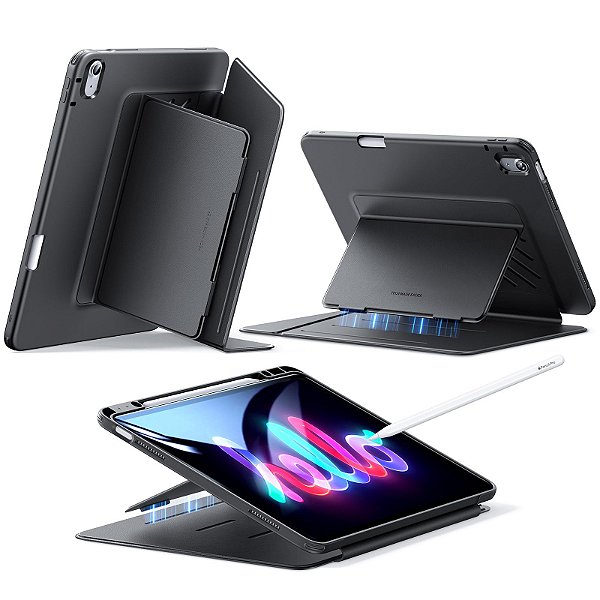 Capa ESR para iPad Air 13 M3/M2 2025/2024 Suporte 360 Hybrid-Preto