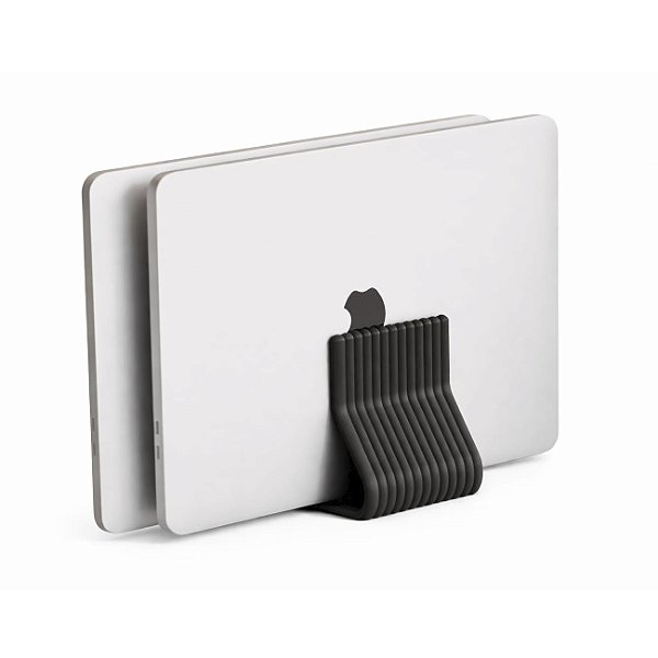 Suporte Vertical de Mesa Notebook e Macbook, Duplo 20mm/16mm, Preto