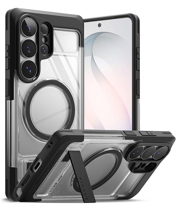 Capa Capinha Ringke UX Magsafe Suporte Para Galaxy S26 Ultra - Preto-Clear